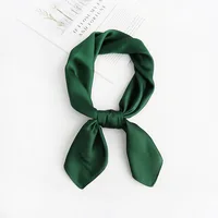 2024 Luxury Brand Silk Square Plaid Scarf Women Solid Neck Hair Tie Band Soft work neckerchife  Hijab Head Female Foulard 2