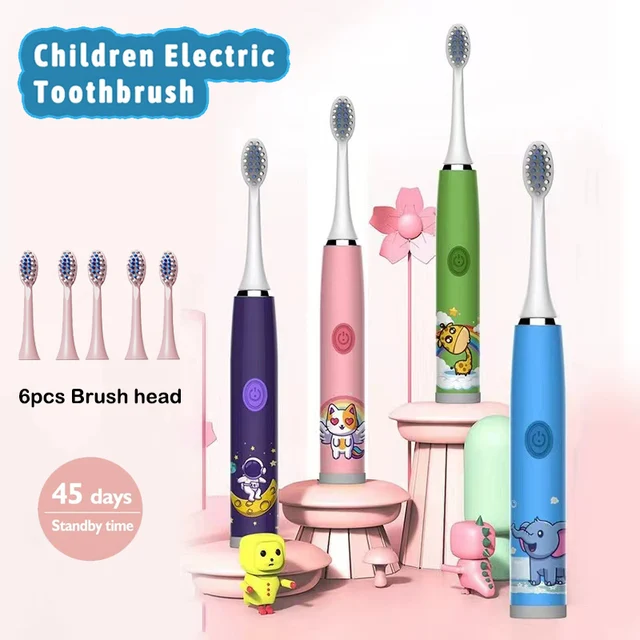 Sonic Children Electric Toothbrush Rechargeable Colorful Cartoon Brush For Kids Automatic IPX7 Waterproof With Replacement Head 6