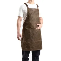 A015 Tool Apron Oil Wax Canvas With Leather Apron Gardening Aprons Tool Barbecue Barber Carpenter Painter Repairman's clothes 1