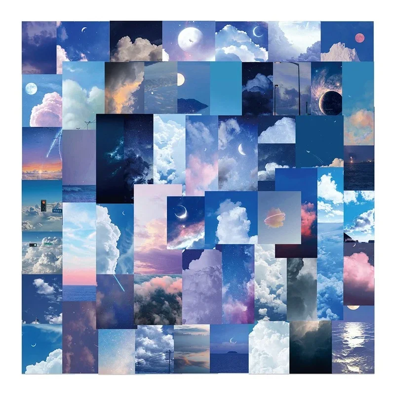 

50pcs Aesthetic Ins Healing Style Decals Decoration Sticker Sky Cloud Stickers DIY Scrapbook Laptop Album Stationery Stickers