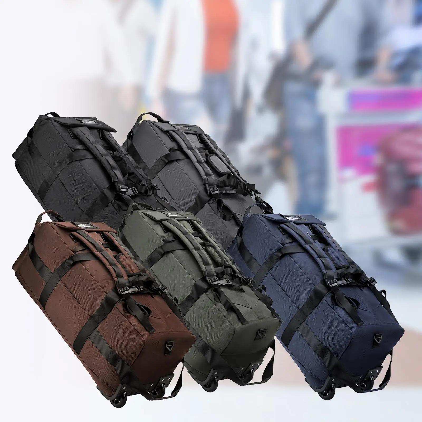 Wheeled Duffel Bag Foldable Suitcase for Traveling Beach Camping Storage Bag