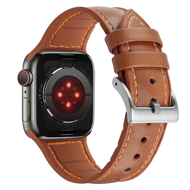 Leather Apple Watch 4 Band 44mm Women  Apple Watch Brown Leather Band -  New Sports - Aliexpress