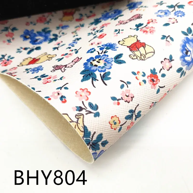 20*33cm DIY bow material A4 cartoon print vinyl synthetic faux synthetic winnie the pooh leather sheet 687 