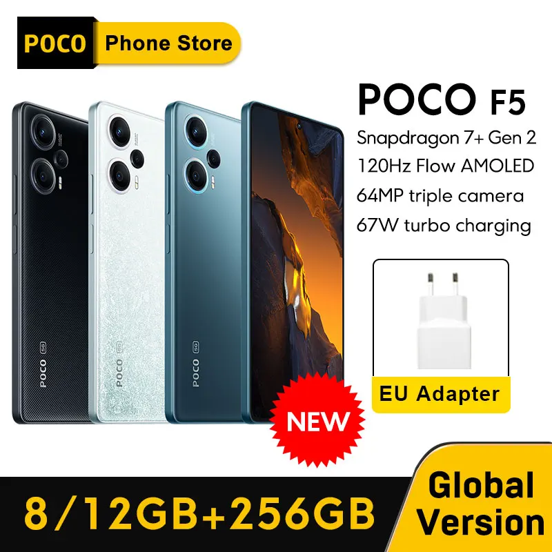  New POCO F5 5G Global Version 8GB 256GB / 12GB 256GB Snapdragon 7+ Gen 2 Octa Core 120Hz Flow AMOLED DotDisplay 64MP Camera NFC 