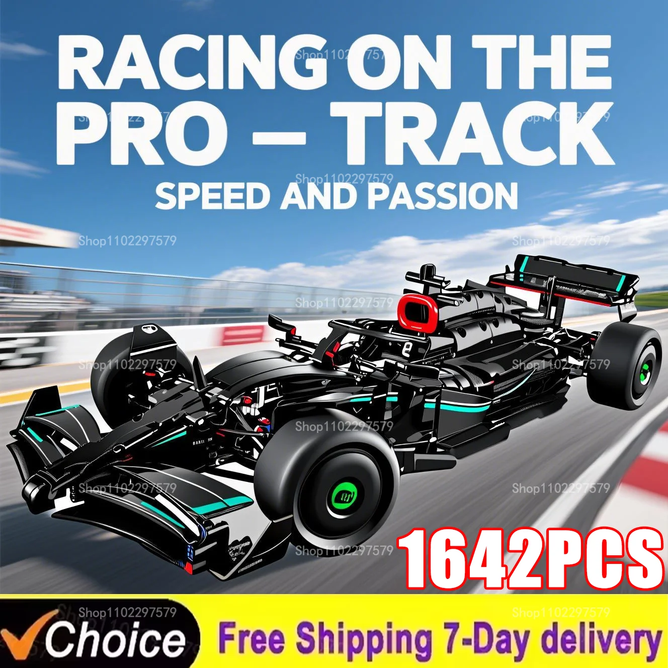 Technique 1642 pièces Performance Voiture de course à l'échelle 1:8 Blocs de construction Voiture 42171 Ensemble Modèle réduit détaillé en briques Véhicule Cadeau d'anniversaire