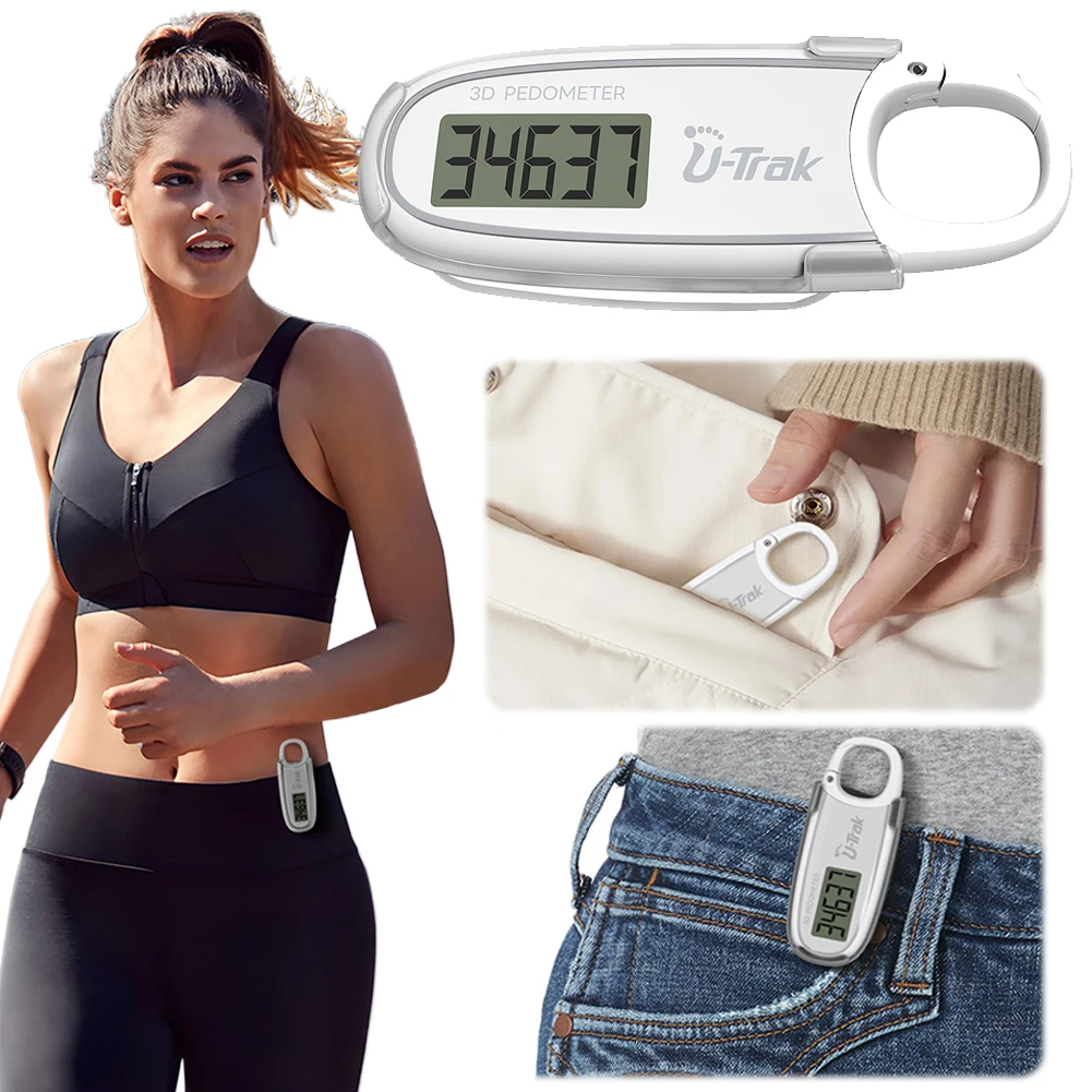 Walking 3D Pedometer Step Counter Large Screen Electronic Pedometer LCD Display with Carabiner for Adults Kids Seniors Dog