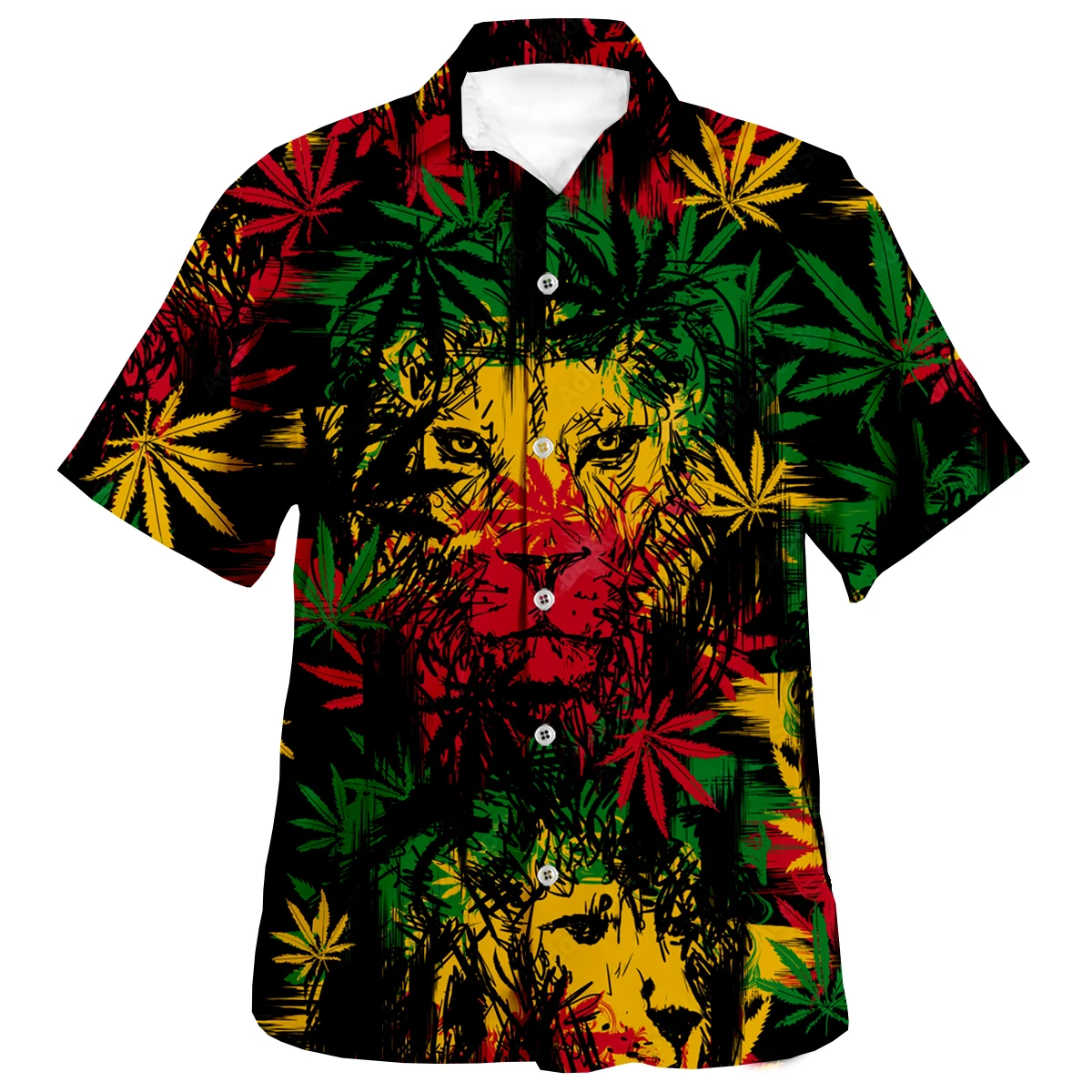 Rasta Bob Marley Lion 3D Full Printed Shirt Beach Hawaiian Shirt Summer Short Sleeve Shirt Streetwear Oversized Chemise Homme-11 5