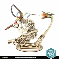 3D wooden dynamic mechanical hummingbird model hand-assembled DIY crafts ornaments for adults and children's educational gifts 1