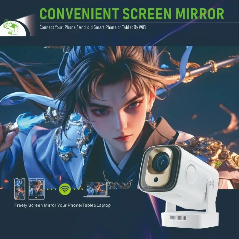 HY310 Android 11 Projector 4K Native 1080P Auto Focus Native 330ANSI Dual Wifi BT5.4 Air Mouse Voice Home Outdoor Movie