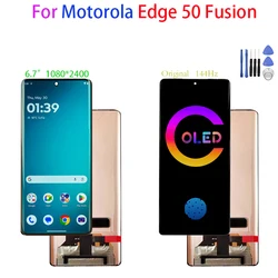 Premium AMOLED Display Touch Panel Screen Digitizer Assembly for Motorola Edge Fusion Replacement (Blue with frame)