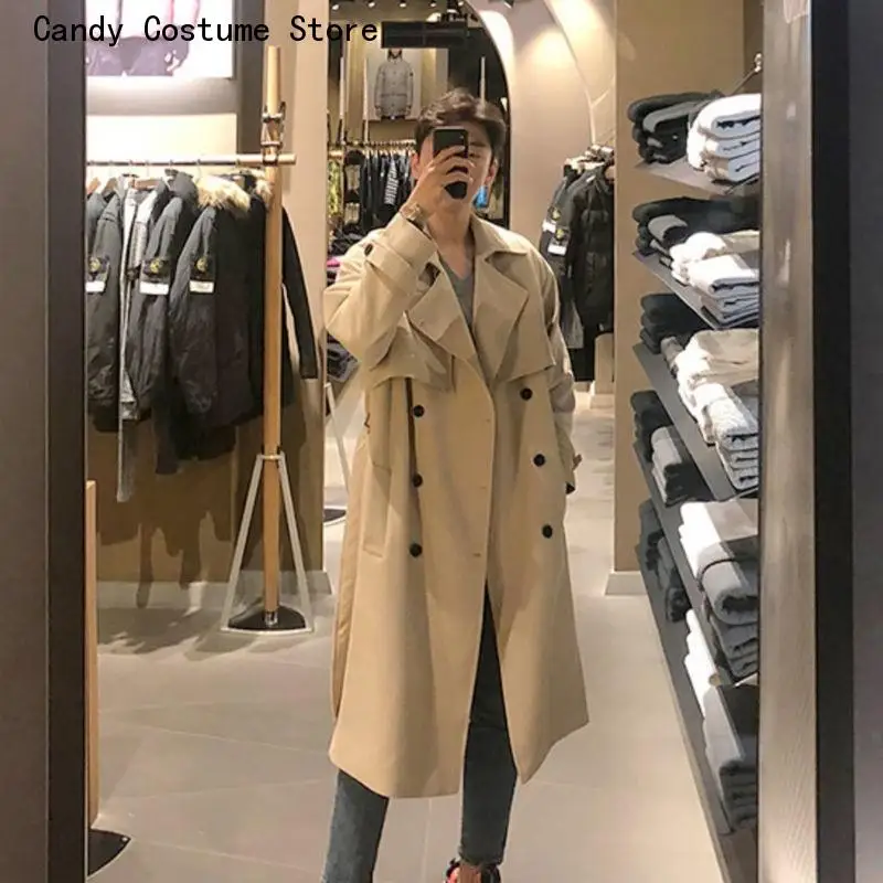 

Males Outwear All-match Daily Chic Long Trench Men High Quality Comfort Wind-proof Loose Classic Teenagers Trendy Ulzzang Autumn