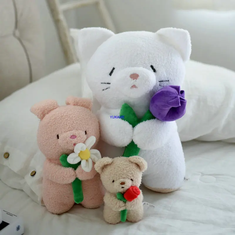 

Cartoon Rose Bear Rabbit Doll Plush Toy Girl Heart Lovely Red Pillow Tanabata Valentine's Day Gift