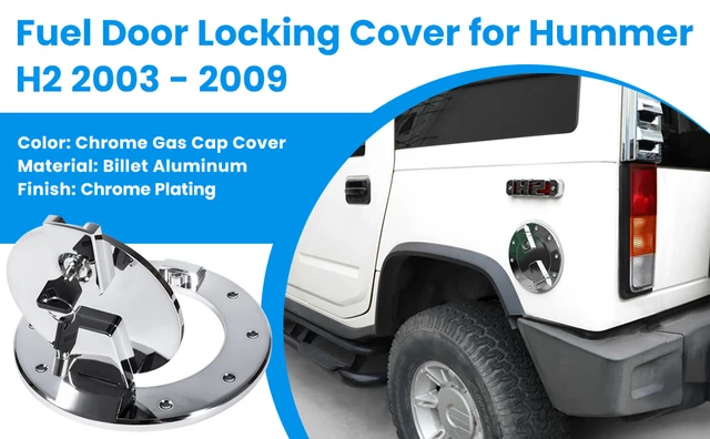 HUMMER H2 燃料キャップ クロームメッキ 開閉式 Heavy Duty Fuel Door Locking Billet Aluminum Gas Tank Cap