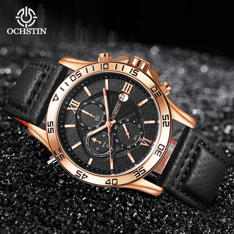 OCHSTIN NEW2023 Men's Watches Classic Roman Scale Dial Luxury Wrist Watch for Man Original Quartz Waterproof Luminous Male reloj
