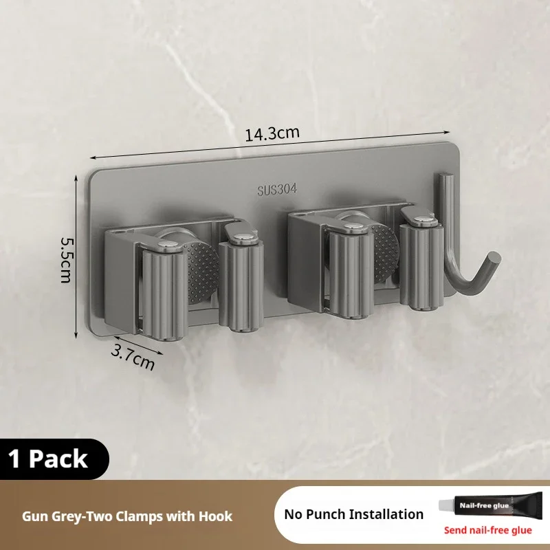 1/3/5pcs Wall Mounted Mop Organizer Holder Wall-Mounted Waterproof Mop Storage Rack Broom Hanger Hooks Household Tools