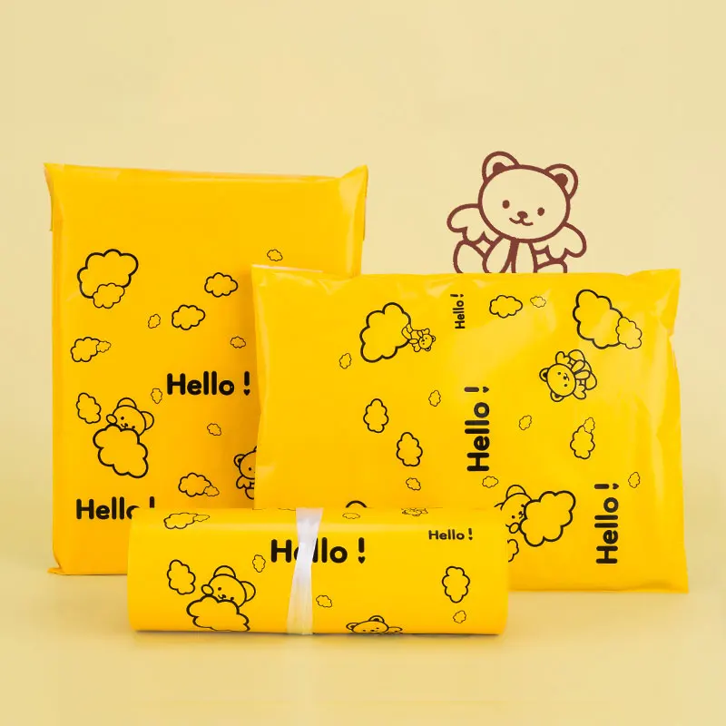 50Pcs Purple Color Envelope Clothing Gift Mailing Bag Plastic Cartoon HELLO Bear Printing Transport Logistics Courier Post Pouch