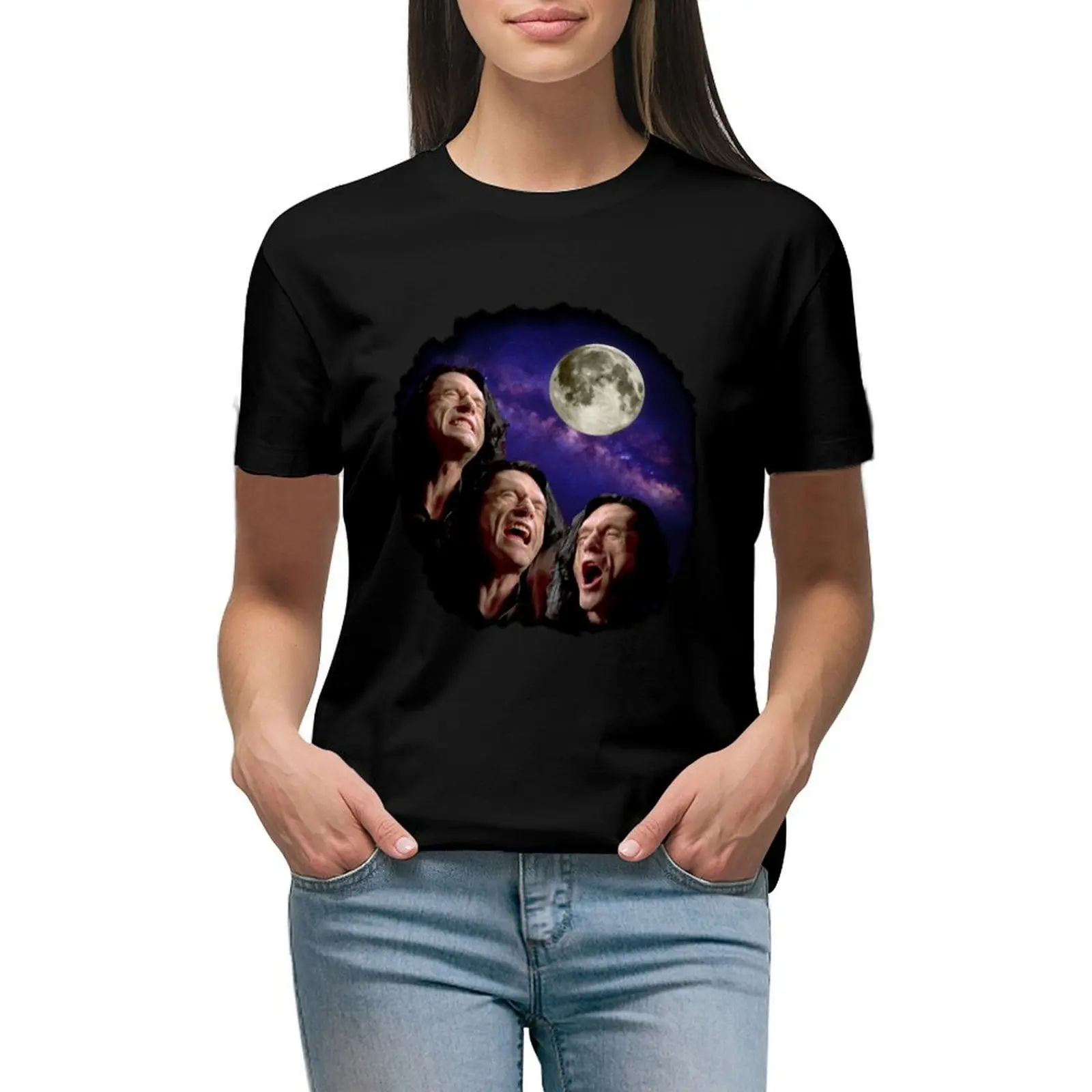 Three Wiseau Moon T-Shirt summer clothes tees Female clothing luxury designer clothing Women