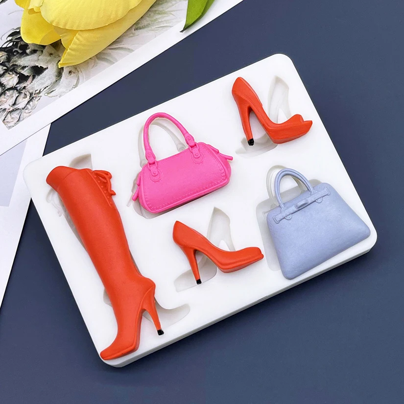 High Heels Handtasche Silikon-Zuckergussform Keks Cupcake Schokoladen-Backform Fondant Kuchendekorationswerkzeuge – Detail 3