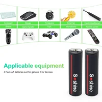 Soshine 1.5V AA 2600mWh Lithium Battery USB 2600mWh 2A Li-Ion Rechargeable Battery for Massager Smoke Detector Metal Intercom 6