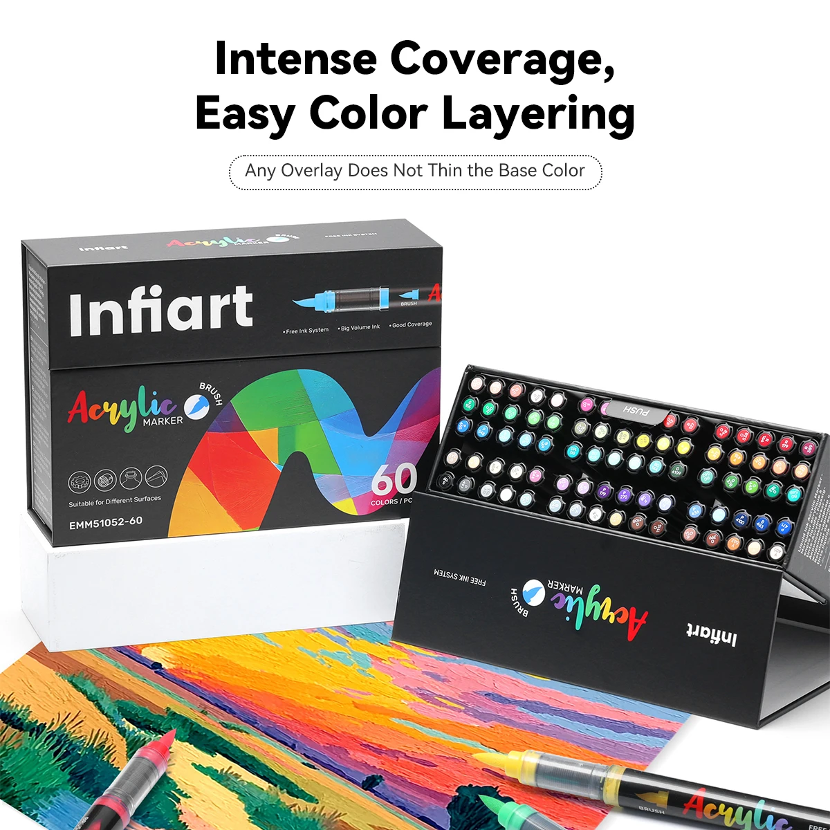 Infiart 240/168/120 색상 직접 액체 아크릴 마커 펜, 교체용 펜 팁 포함, 학생 DIY 그래피티 드로잉 펜