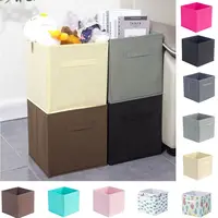 Simple Non Woven Fabric Cube Storage Box Foldable Large Capacity Square Storage Box without Lid Cabinet Drawer Organizer Nursery 1