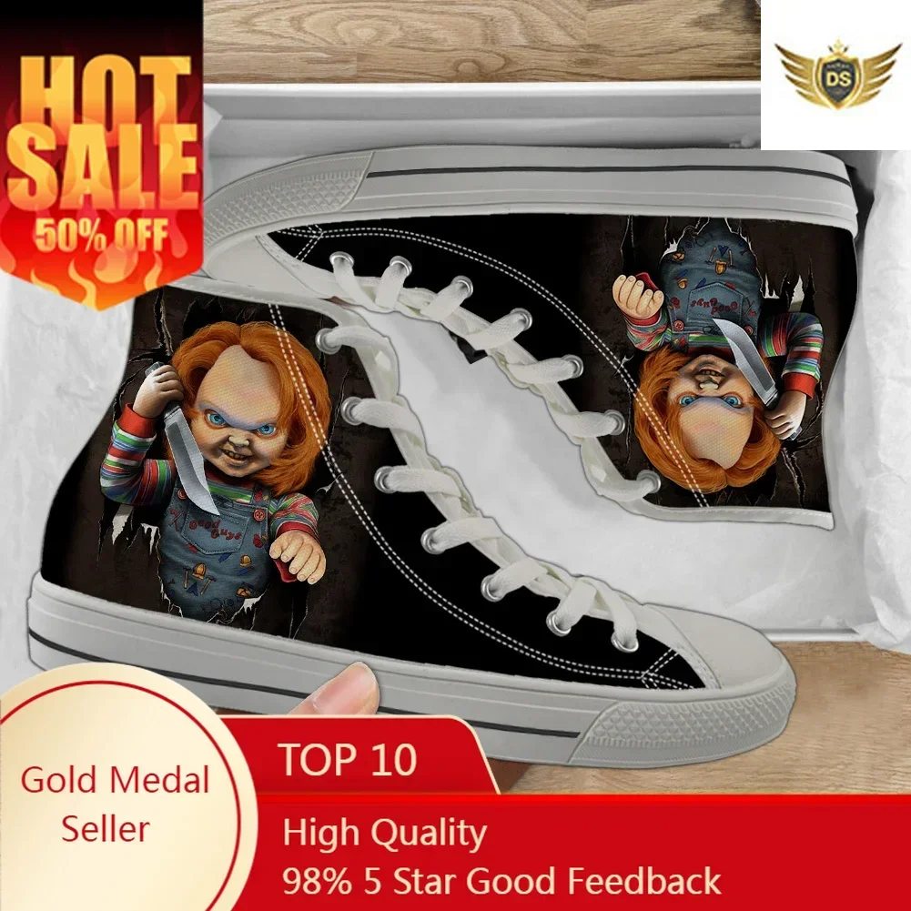 Women's High Top Canvas Shoe Bride Of Chucky Female Breathable Sneakers For Teen Boys Lace Up Flats Sneakers