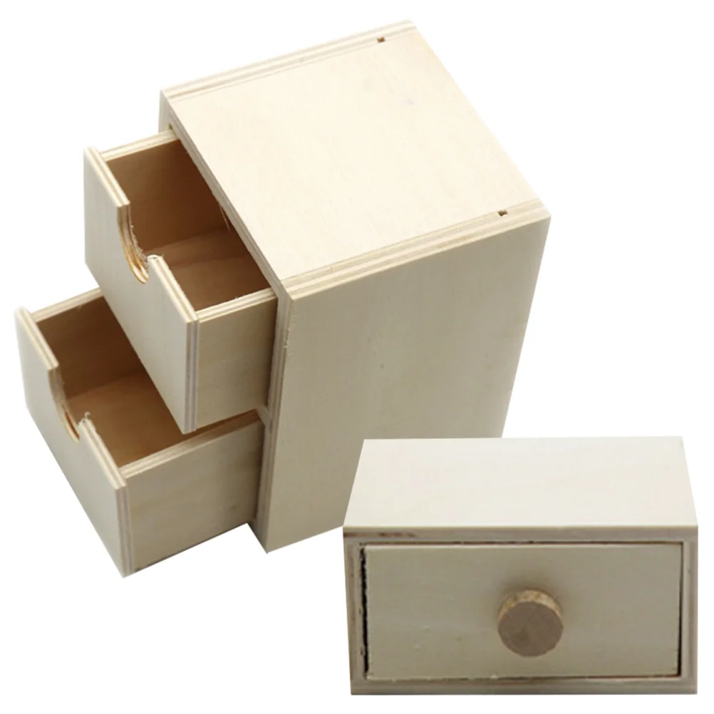 Unfinished Wooden Drawer Box Diy Square Paintable Box Stackable Tea Bag Storage Drawer Trinket Case Jewelry Organizer