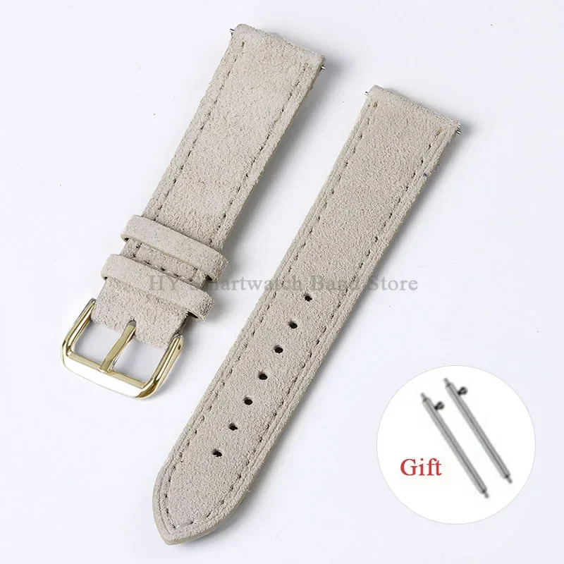 Artisanal Vintage Suede Leather Watch Strap with Handmade Stitching and Quick Release