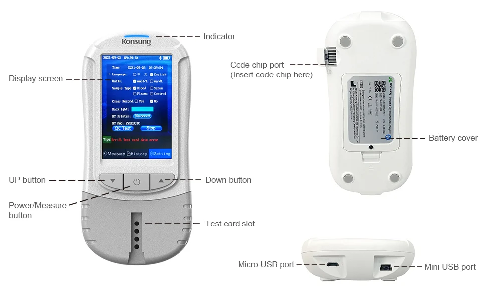 6 In 1 Multi-Function Total Cholesterol-TC-TG-Blood Glucose Uric Acid Diabetes and Lipid Analyzer Machine with 25PC Test Strips