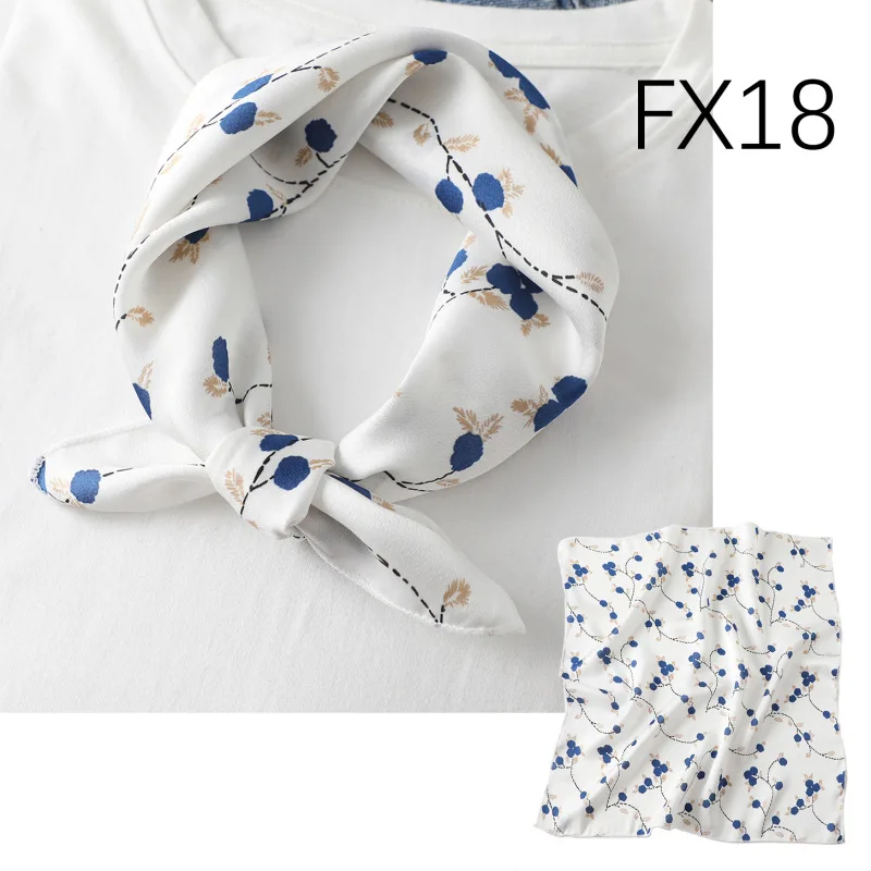 Elegant Women's 50x50cm Silk Square Scarf - Retro Print Neckerchief & Shawl