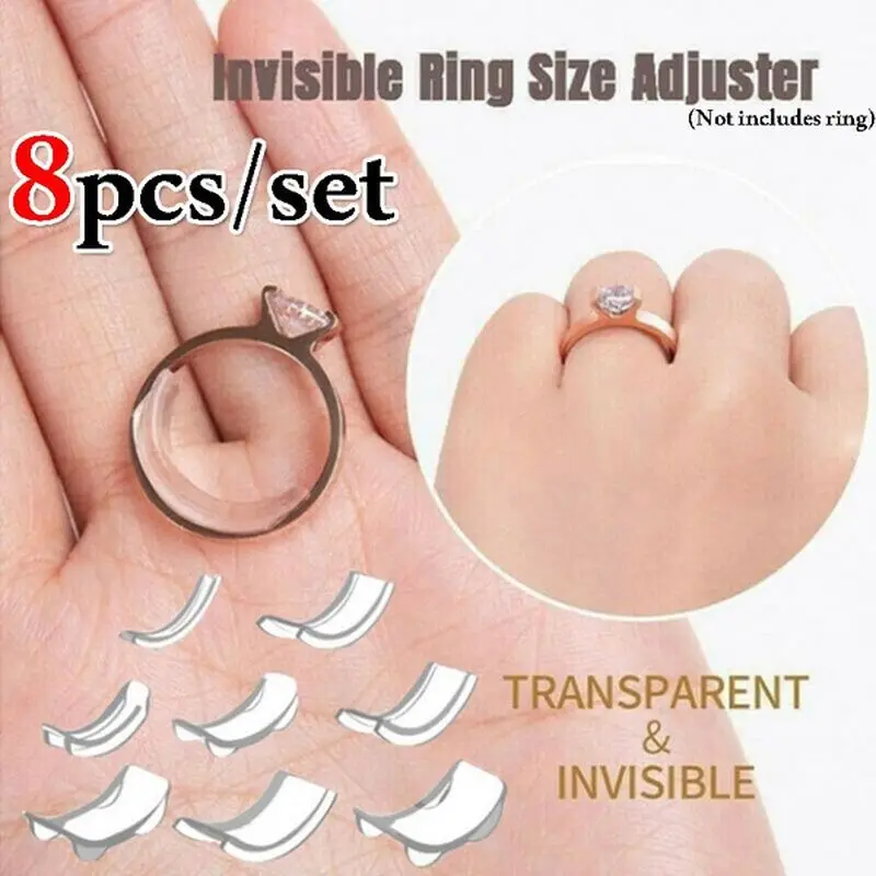 8Sizes Silicone Invisible Ring Size Adjustment Resizer Loose Rings