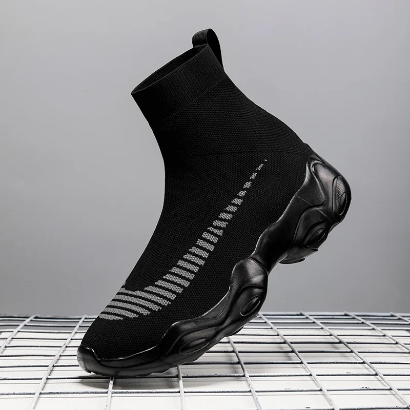 Luxury Unisex Socks Shoes Breathable High-top Women Shoes Fashion Sneaker Stretch Fabric Slip-On Plus Size Women Shoes 44 45 46