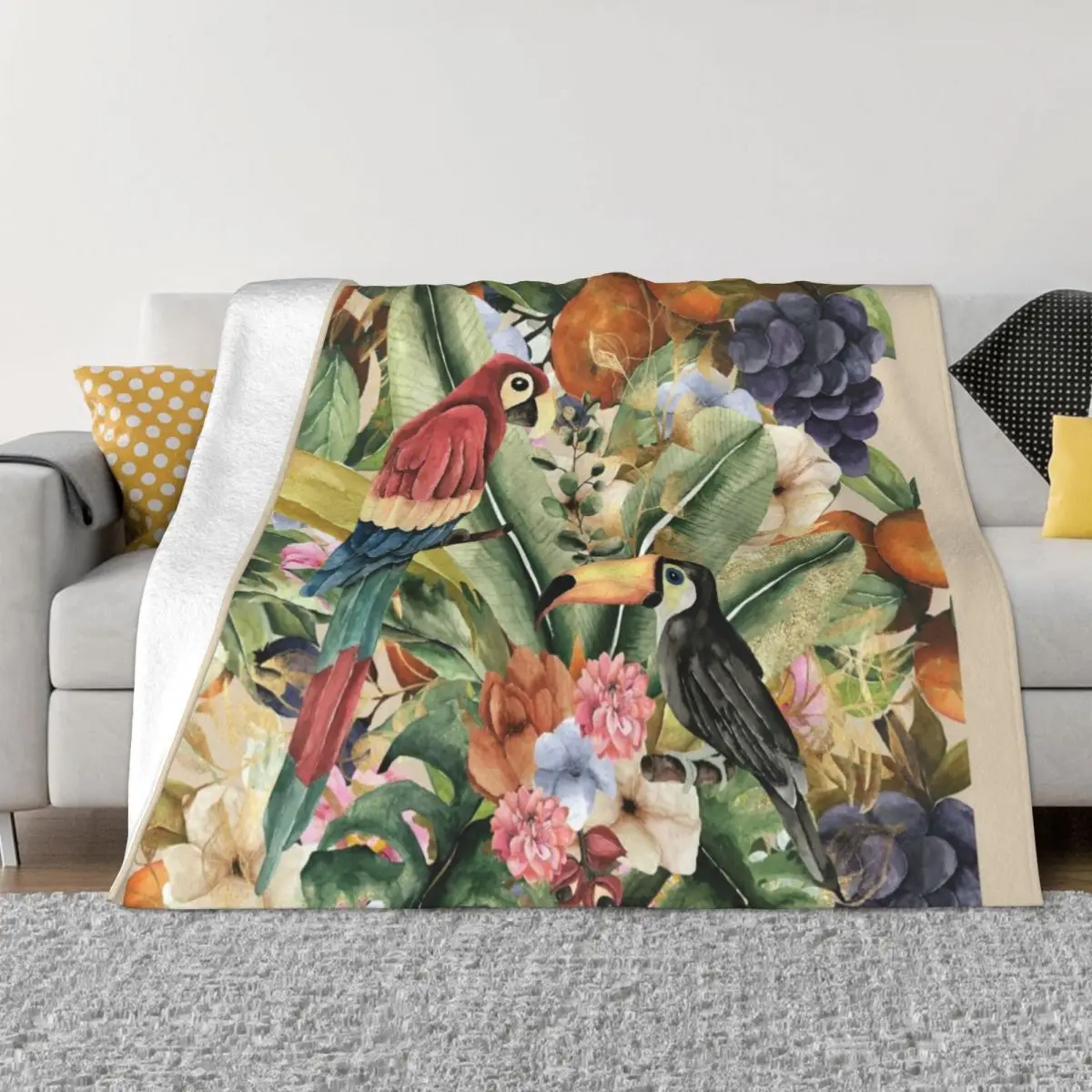 

Amazon Birds and Fruits Watercolor Throw Blanket Stuffeds Sofa Throw Blankets