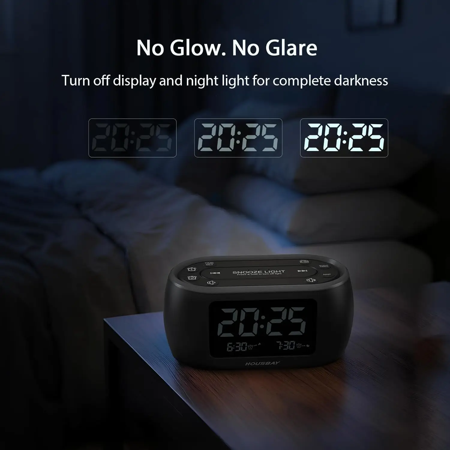 Digital Alarm Clock Radio with Dual Alarm, Night Light, and Bedside Convenience for Phone-Free Wake-up 5