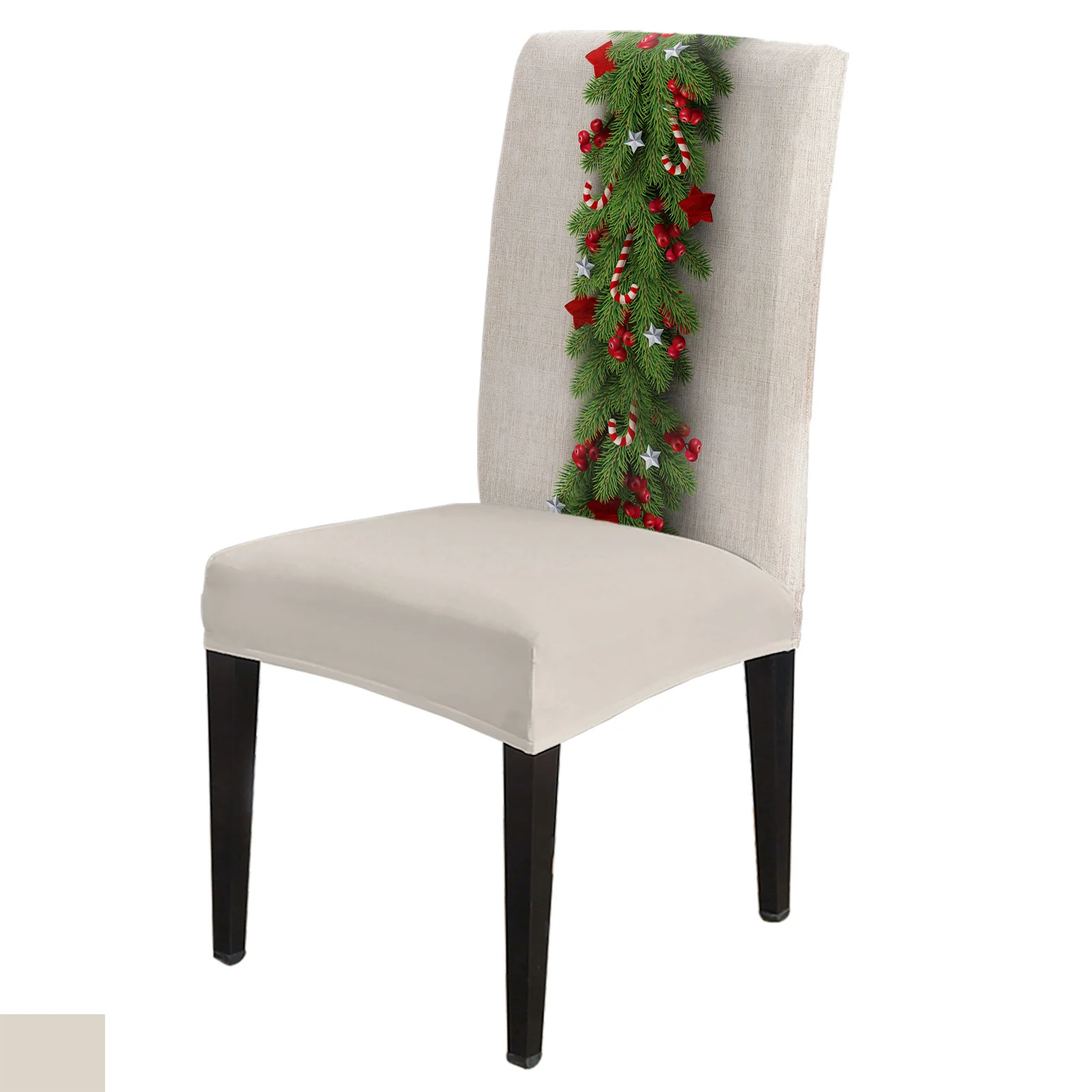

Christmas Tree Pine Needles Candy Bow Chair Cover Dining Spandex Stretch Seat Covers Home Office Decoration Desk Chair Case Set