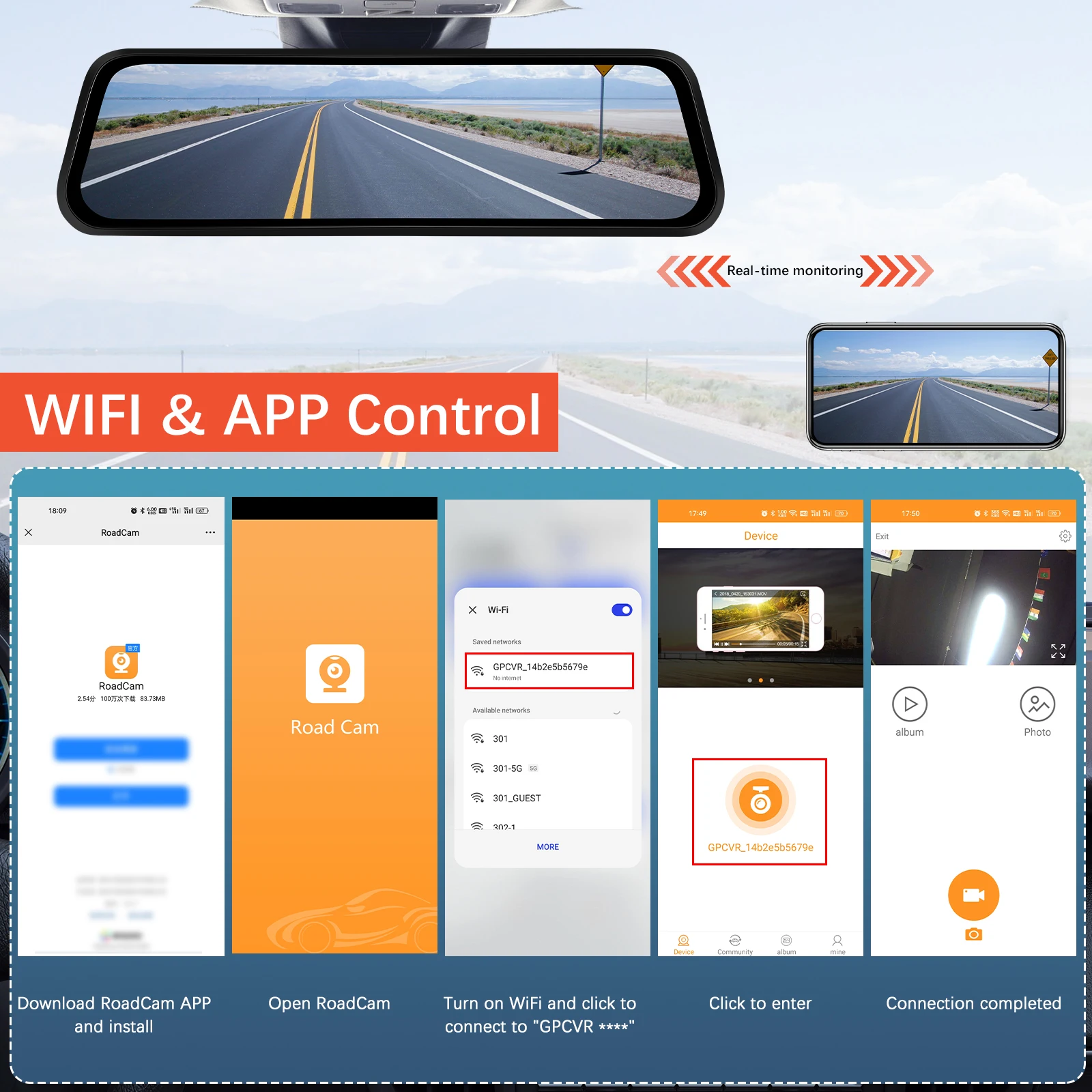 Podofo   ķ, GPS DVR ̷  ī޶, 24 ð  , Ĺ  ڵ  ġ ũ, G- IP66, 9.66 ġ 4K