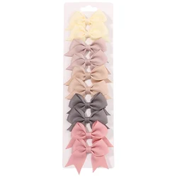 Charming Ribbon Bow Hair Clips Set for Girls - Pack of 10 Handmade Hair Accessories (2640 - 12)
