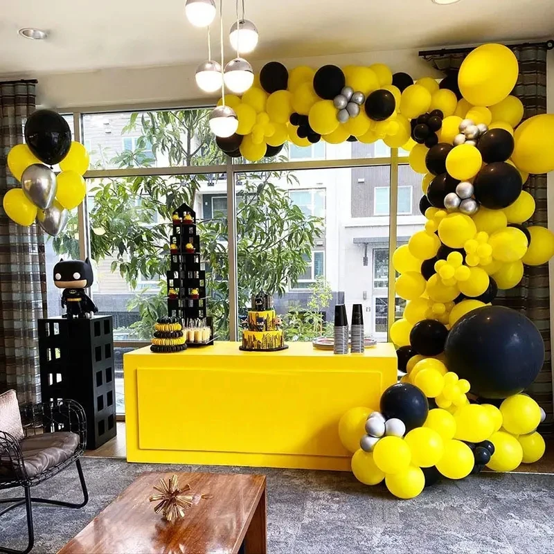 73 Stück Schwarz Gelb Silber Ballon Girlande Bogen Kit Hochzeit Geburtstag Ruhestand Party Dekoration Baby Dusche Latex Ballon