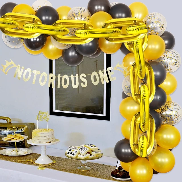 Ballons de fête de style paupières noir et or, décoration de