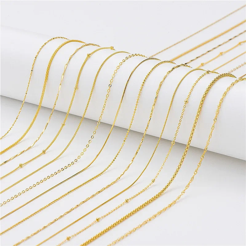 TrustDavis Genuine 925 Sterling Silver Gold Water-wave Snake Box Beads Chain For Woman 40/45cm Chain Necklace Accessories DC23 - Image 4