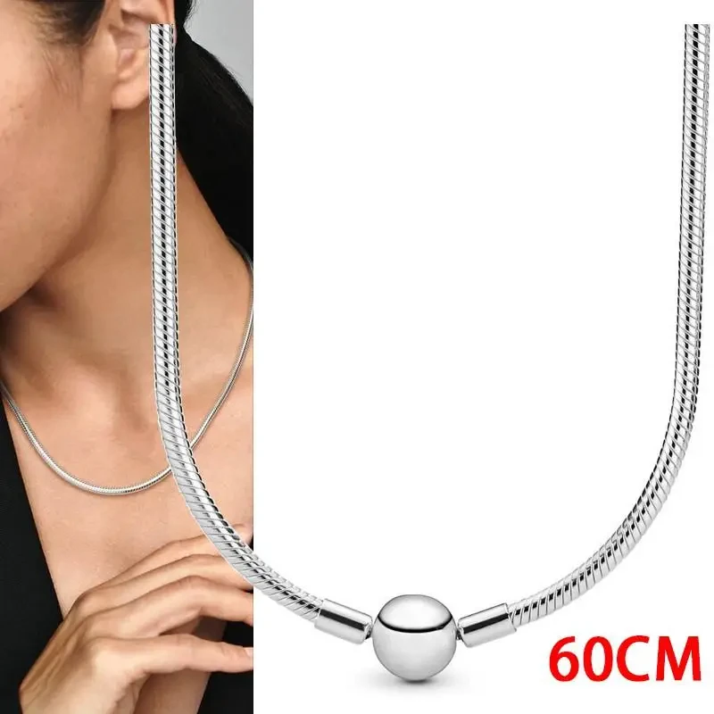 Original LOGO Women's Necklace ME Snake Bone Stud Logo Necklace% 925 Sterling Silver DIY Charm Jewelry Gift Fashion Light Luxury