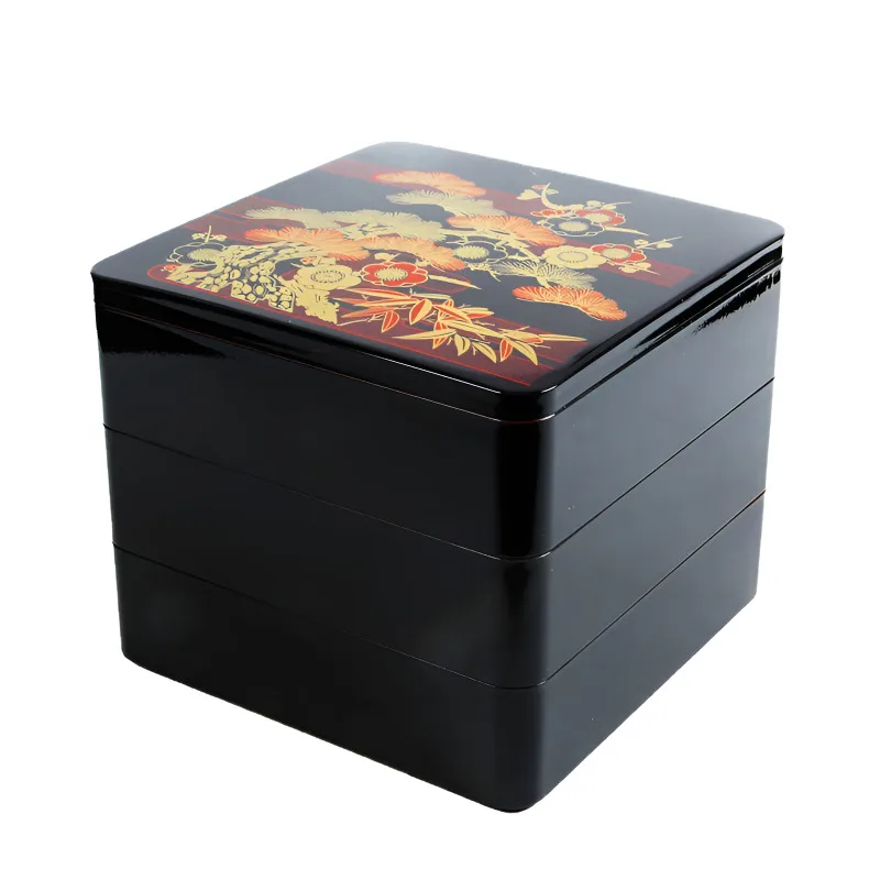 Large Japanese 3-Tier Bento Box Wooden Lunch Container Pine Bamboo  Sushi  Set Portable Elegant Food Storage Box - 5