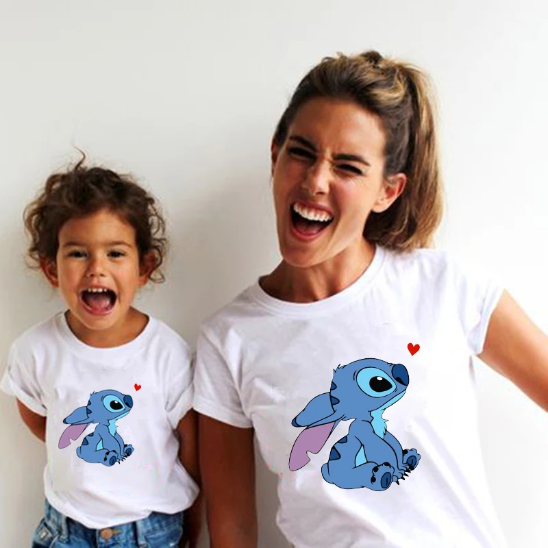 Family Look Disney Stitch Camiseta, Mãe e Filhos Combinando