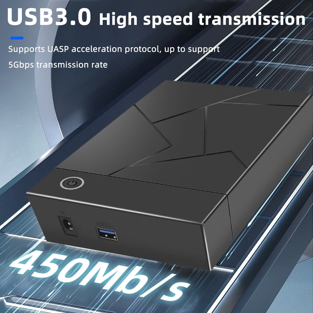 TISHRIC 2.5 3.5 Inch External Hard Drive Enclosure HDD SSD SATA To USB 3.0 Adapter 2.5" 3.5" Hard Disk Case 450Mb/s For Gaming