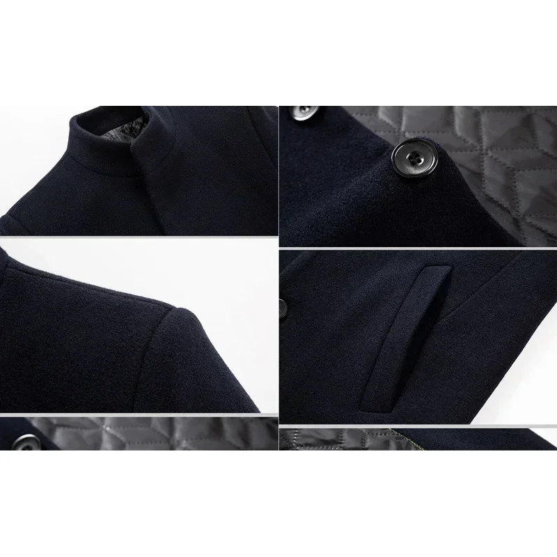 TFETTERS 브랜드 트렌치 코트 한국 패션 비즈니스 캐주얼 스탠드 칼라 남성용 롱 자켓 2025 가을 윈드 브레이커 겨울 코트