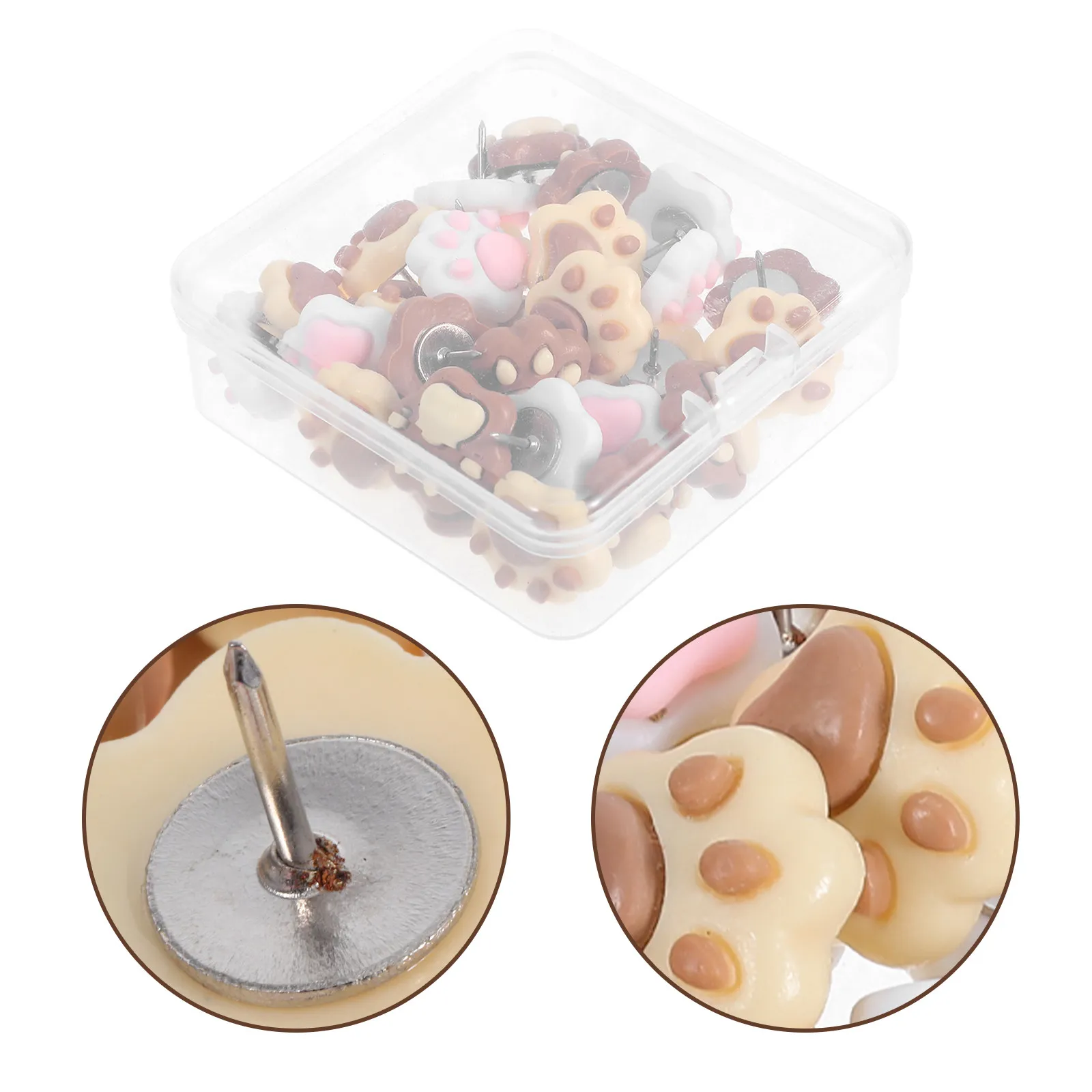 30개 장 강아지 발 모양 푸시핀, 여성용 귀여운 사무용품, 게시판, 코르크보드, 벽걸이용 작은 압정