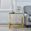 Accent Glass End Table Gold- Set of 1 Modern Square 21.45" Coffee Table Tempered Glass with Stainless Steel Frame, Sleek Side Ta 5