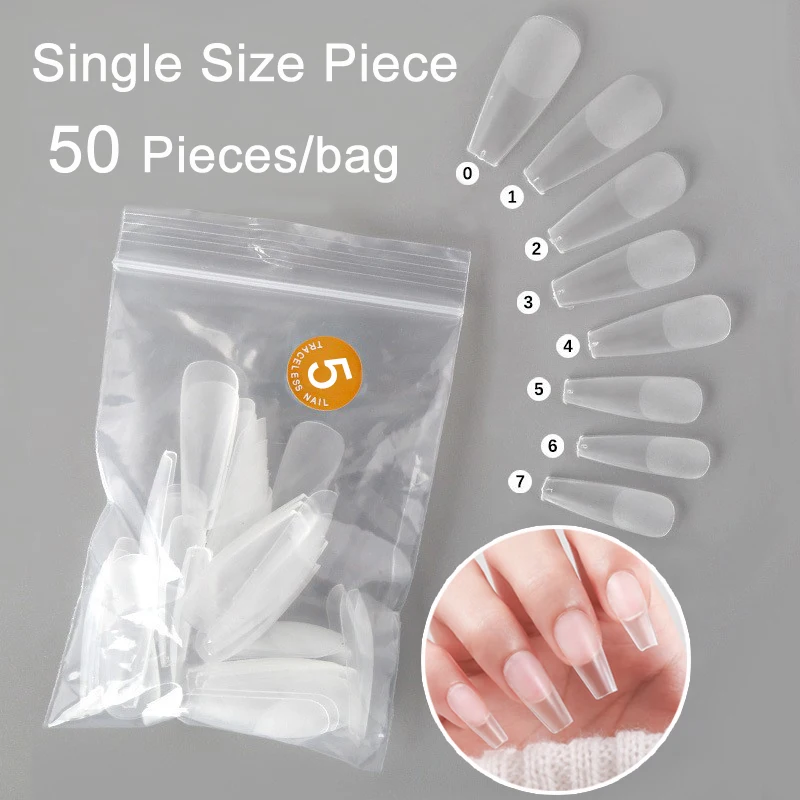 Description Picture 4 of itemSingle Size Traceless Fake Nails 0-7 Different Sizes 50Pcs/Bag Acrylic Gel Ballet Coffin Stiletto Full Cover False Nails