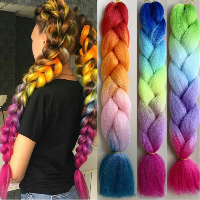 Braid Hair Blonde Pink Purple  Ombre Purple Jumbo Braid Hair -  24”synthetic Braiding - Aliexpress