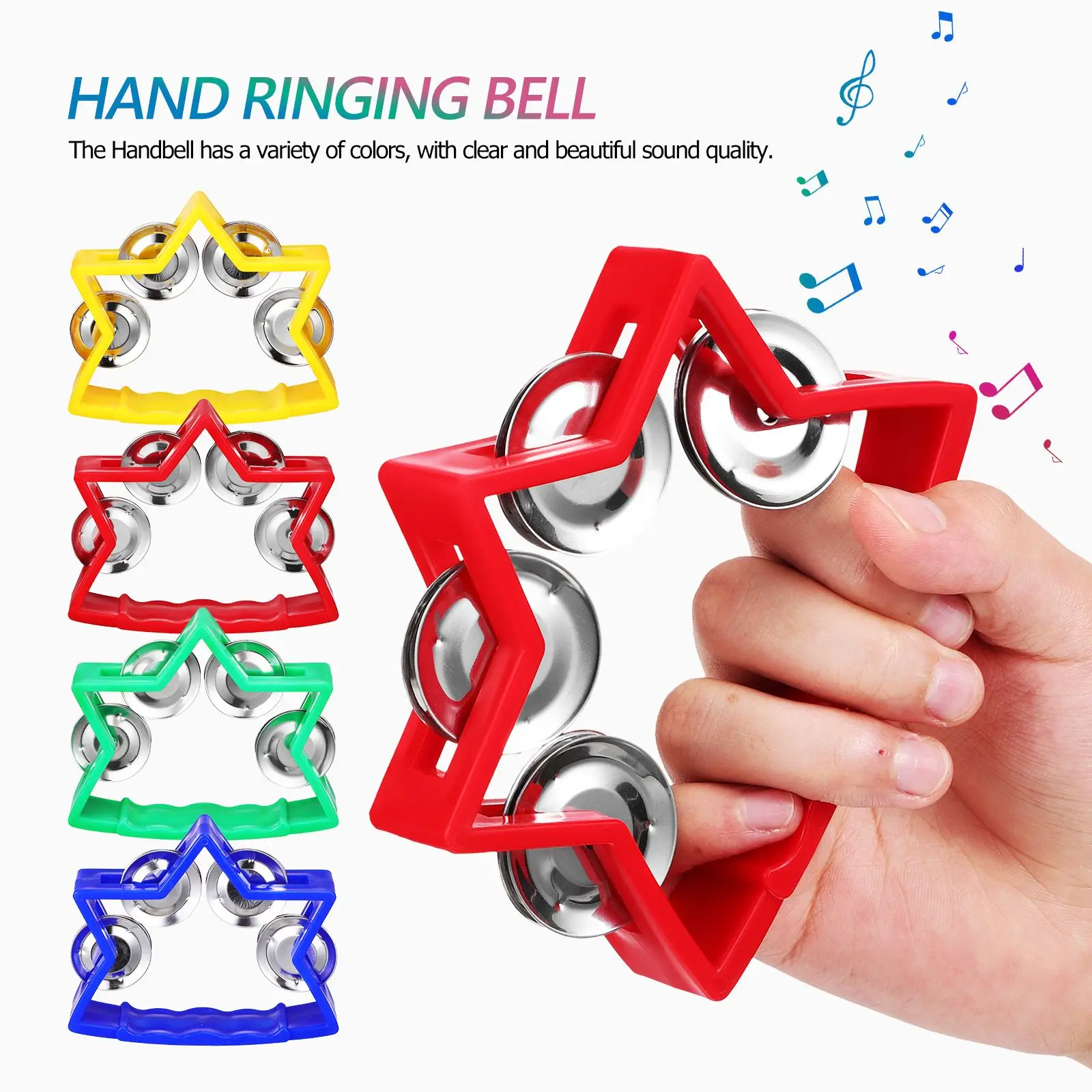 16 Pcs Orff Percussion Handbell Set 8 Pairs Dance Bells Crank Funny Toys Tambourine Metal Shaking Child